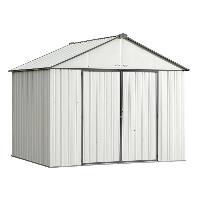 EZEE Shed, 10x8, Extra High Gable, 72 in walls, Cream and Charcoal Gray